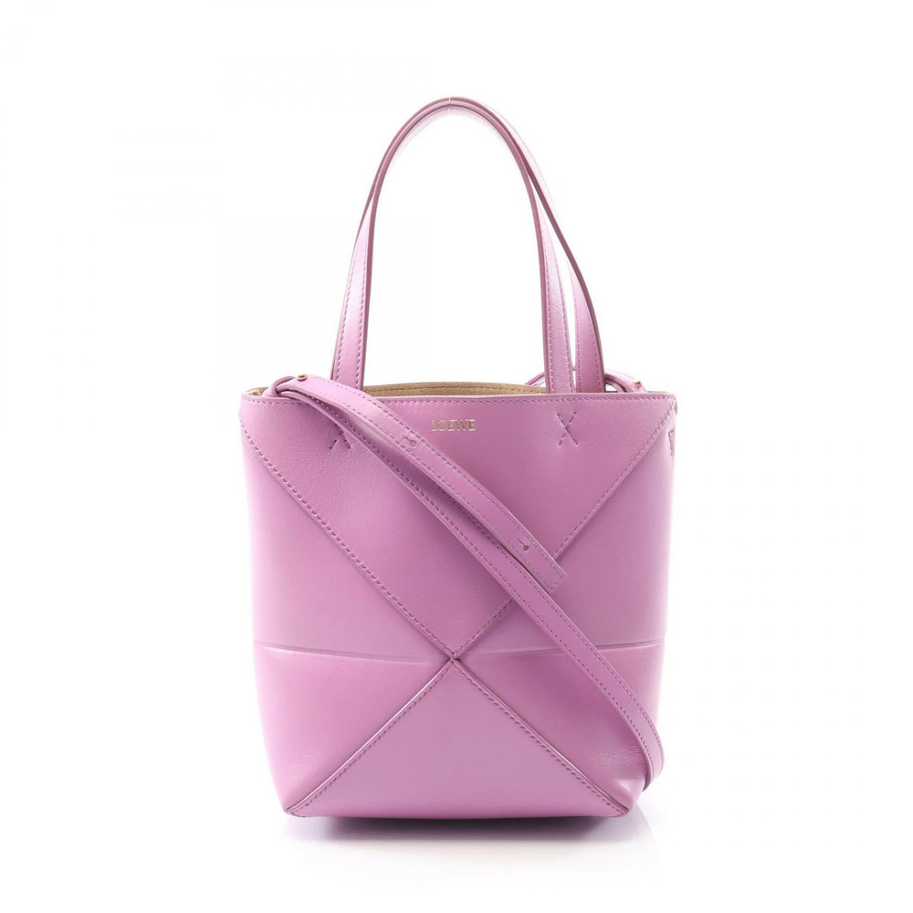 Loewe Puzzlefold Handbag Leather Purple
